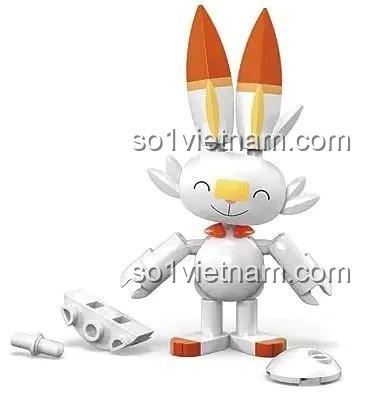 Chi tiết lắp ráp mô hình Pokémon Scorbunny Mega Bloks HKT11, đồ chơi giáo dục cho bé trai, Thỏ Lửa Tinh Nghịch, giá rẻ