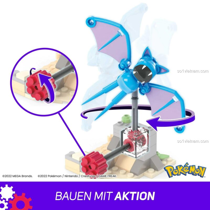 Mô hình Pokémon Zubat's Midnight Flight Mega Bloks HKT19 với cơ chế xoay cánh độc đáo