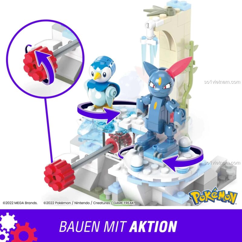 Cơ chế hoạt động của bộ lắp ráp Pokémon Piplup và Sneasel's Snow Day Mega Bloks HKT20