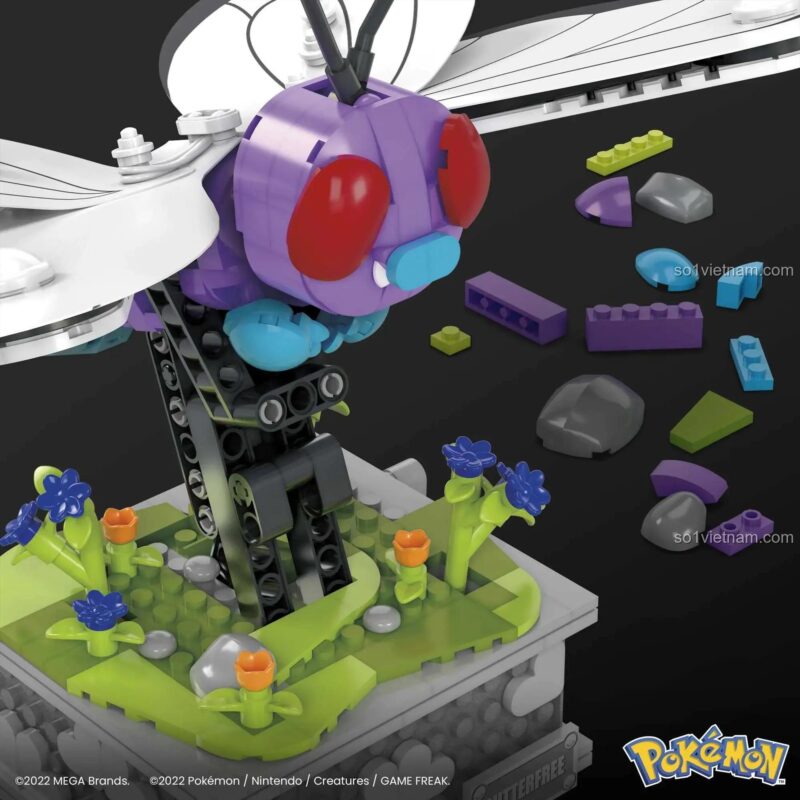 Chi tiết mô hình Bướm Bay Butterfree Mega Bloks HKT22
