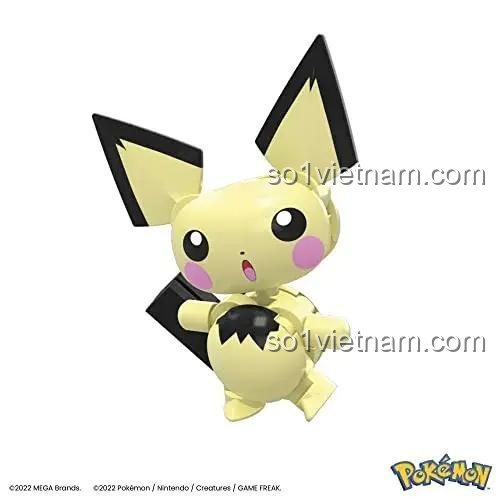 Pichu trong Bộ Lắp Ghép Pikachu Tiến Hóa Pokémon Mega Bloks HKT23, đồ chơi lắp ghép Pokémon, đồ chơi xây dựng Pikachu, đồ chơi mô hình Pichu, đồ chơi xếp hình Raichu, 159 mảnh, 7 tuổi, giá tốt