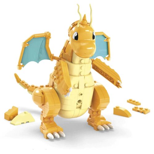 Mô hình Pokémon Dragonite bằng bộ lắp ghép Mega Bloks HKT25, Rồng thần Dragonite cử động được, đồ chơi lắp ghép cho bé 8 tuổi
