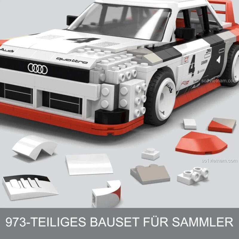 Chi tiết các mảnh ghép bộ lắp ghép Mega Bloks Hot Wheels Audi 90 Quattro IMSA GTO HRY20