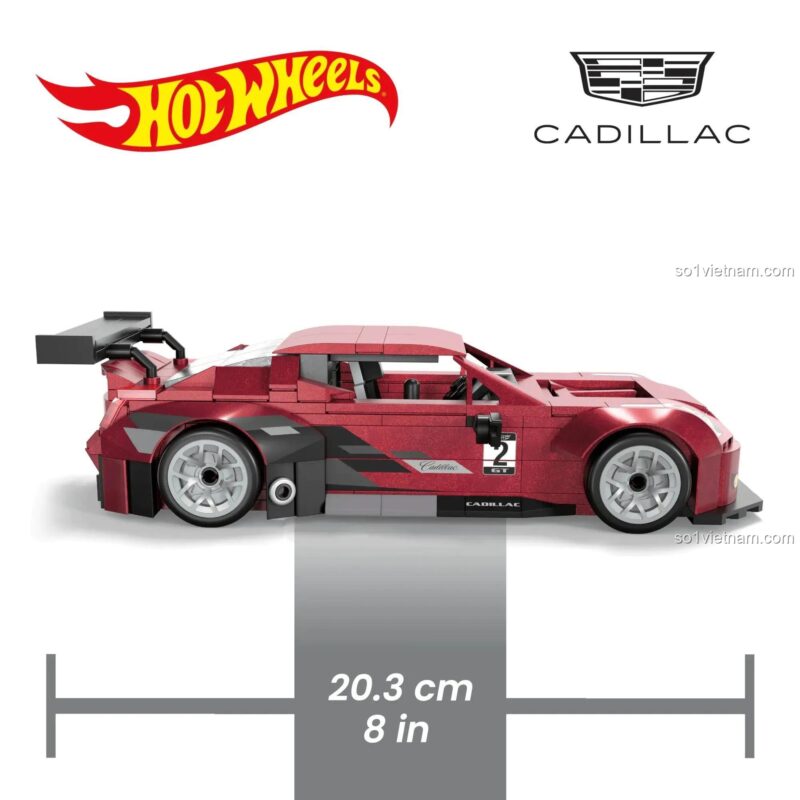 Kích thước mô hình xe Cadillac ATS-V R Hot Wheels Mega Bloks HRY18, dài 20.3 cm
