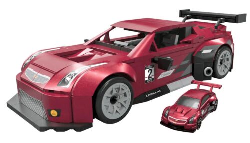 Mô hình xe Cadillac ATS-V R Hot Wheels Mega Bloks HRY18, bộ lắp ghép xe đua đỏ cho bé 13 tuổi