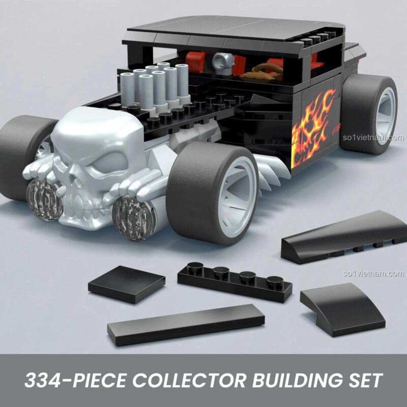 Các chi tiết lắp ráp bộ đồ chơi xe Hot Wheels Bone Shaker Vehicle Mega Bloks HRY17