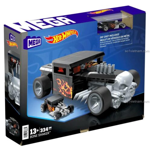 Hộp sản phẩm bộ lắp ghép xe Hot Wheels Bone Shaker Vehicle Mega Bloks HRY17