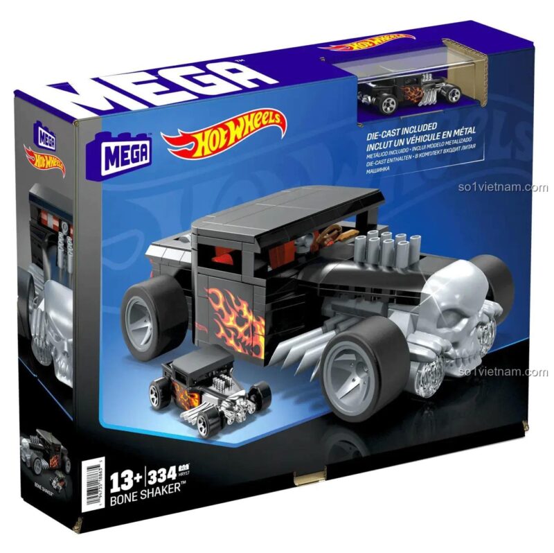Hộp sản phẩm bộ lắp ghép xe Hot Wheels Bone Shaker Vehicle Mega Bloks HRY17