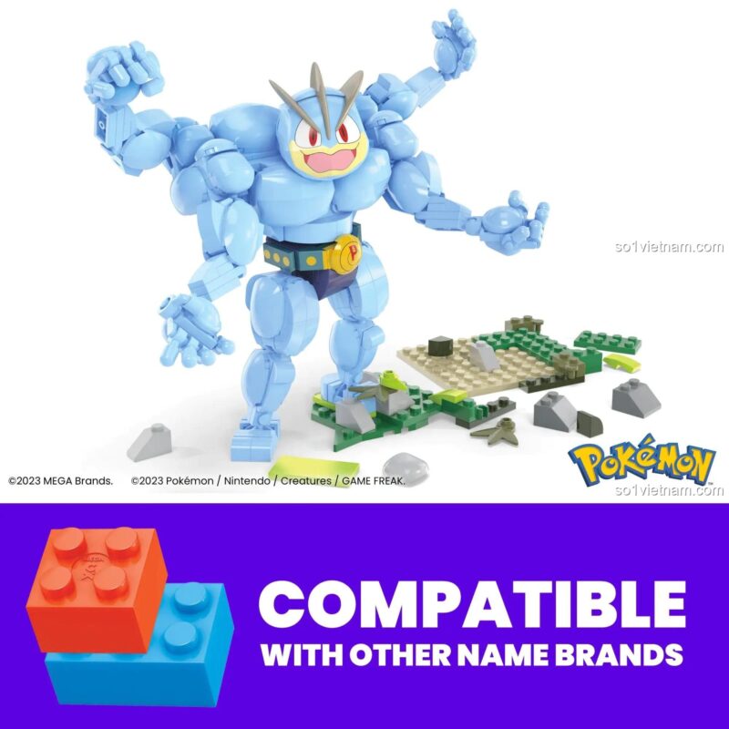 Mô hình Pokémon Machamp Mega Bloks HTH70 tương thích LEGO®, bộ lắp ghép 401 mảnh, đồ chơi STEM cho bé 8 tuổi