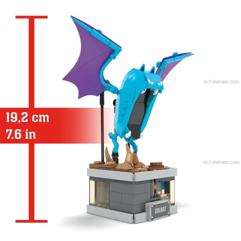 Kích thước mô hình Golbat Mega Bloks HTH72 (19.2 cm), bộ lắp ghép Pokémon cho bé 13 tuổi