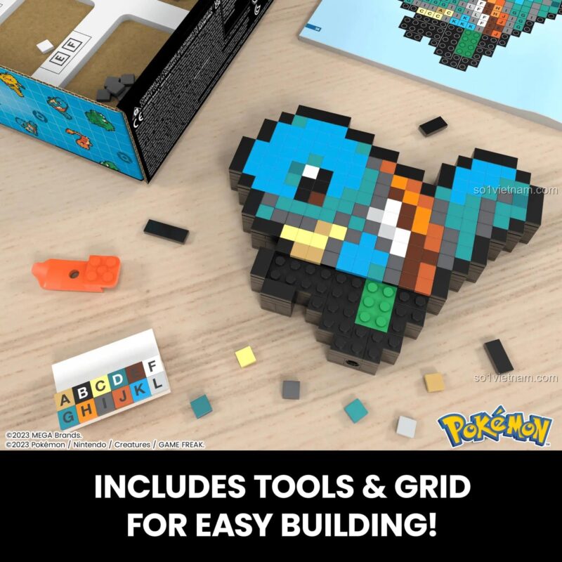Mô hình Pixel Art Pokémon Squirtle Mega Bloks HTH77 cầm trên tay