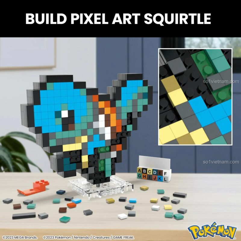 Chi tiết lắp ráp Mô hình Pixel Art Pokémon Squirtle Mega Bloks HTH77