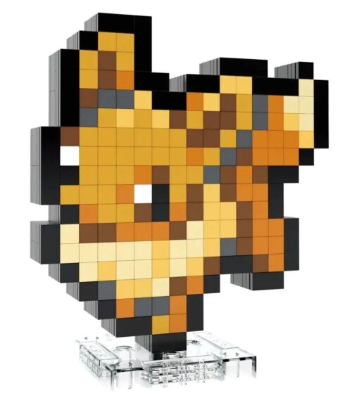 Mô hình Eevee pixel art Mega Bloks HTH78, đồ chơi lắp ráp Pokémon Eevee 8-bit, bộ đồ chơi sáng tạo cho người chơi 13+ tuổi