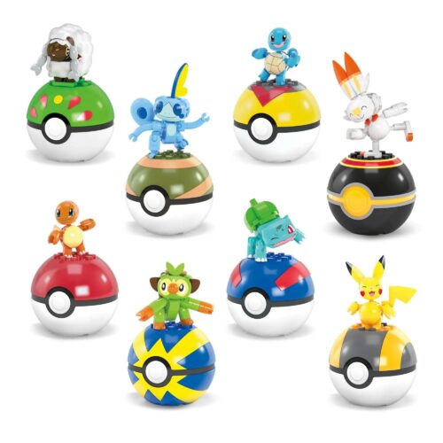 Bộ 8 Pokémon Trainerteam Mega Bloks HTJ75 với 8 nhân vật Pokémon và Pokeball lắp ráp, đồ chơi giáo dục cho bé 6 tuổi