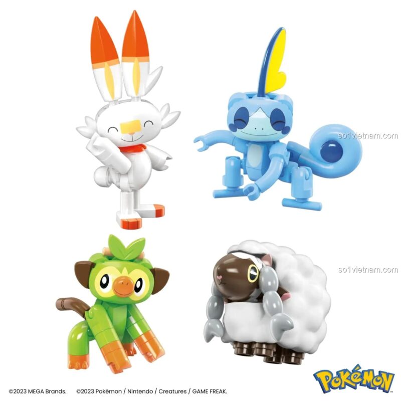 Scorbunny, Sobble, Grookey, Wooloo lắp ráp từ Bộ 8 Pokémon Trainerteam Mega Bloks HTJ75