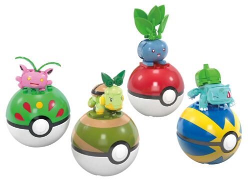 Bộ lắp ghép Pokémon Hệ Cỏ Mega Bloks HWR77 với 4 mô hình Bulbasaur, Turtwig, Hoppip, Oddish cho bé trai 6 tuổi giá rẻ.