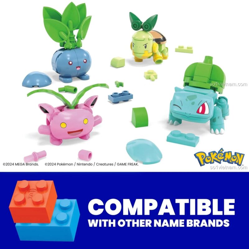 Bộ đồ chơi Mega Bloks HWR77 Mô hình Pokémon Bulbasaur tương thích LEGO®, chất lượng cao, an toàn cho trẻ em.