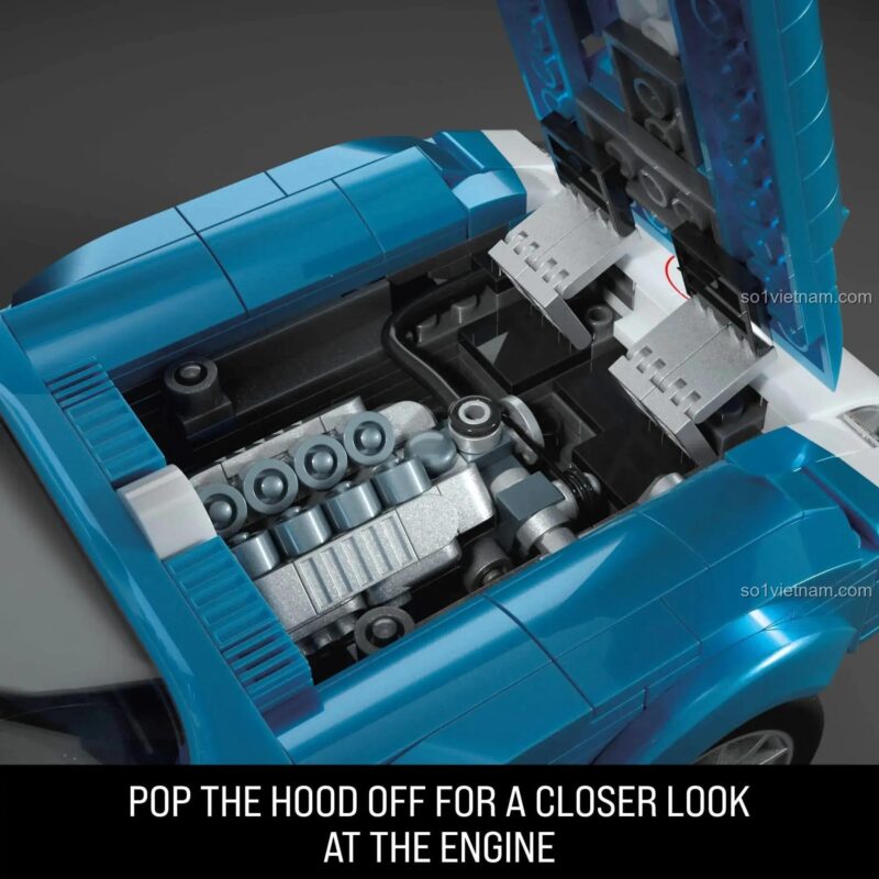 Chi tiết động cơ của mô hình xe đua Mega Bloks HWW23 Corvette Grand Sport 1963, đồ chơi lắp ráp cho người lớn 18 tuổi