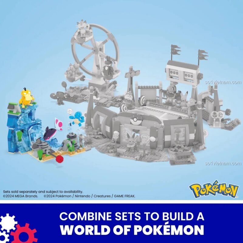 Kết hợp bộ lắp ghép Pokémon: Cuộc Phiêu Lưu Dưới Nước Mega Bloks HXF79 với các bộ khác để tạo thế giới Pokémon rộng lớn, đồ chơi giáo dục cho bé 8 tuổi