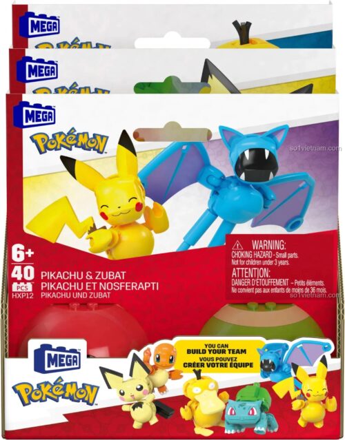 Bộ Lắp Ghép Pokeball 2 Mảnh Pokémon HXP11 Mega Bloks - Hộp sản phẩm