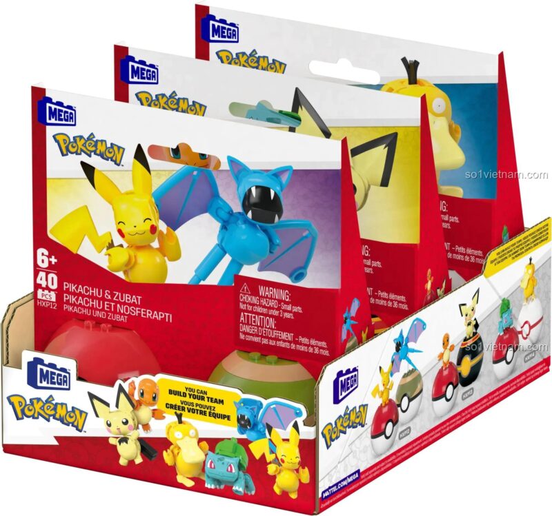 Bộ Lắp Ghép Pokeball 2 Mảnh Pokémon HXP11 Mega Bloks - Hộp sản phẩm