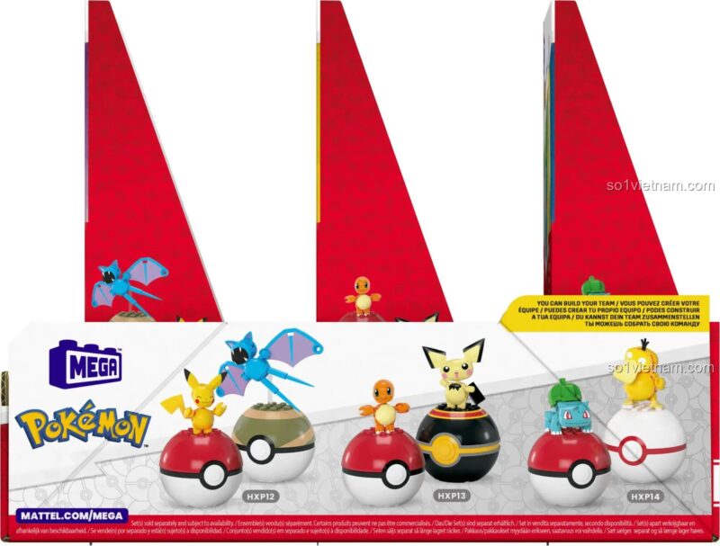 Bộ Lắp Ghép Pokeball 2 Mảnh Pokémon HXP11 Mega Bloks - Các nhân vật Pokémon
