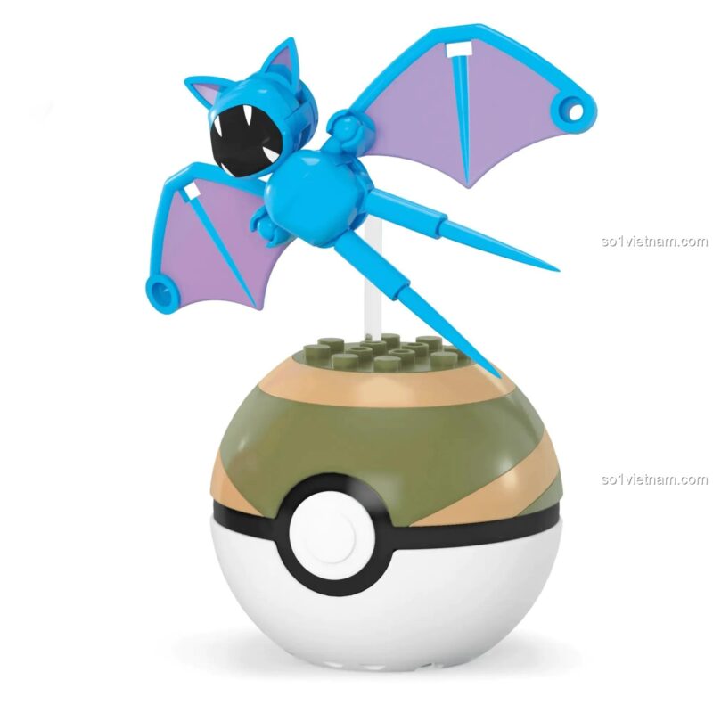 Mô hình Zubat và quả cầu Pokémon từ bộ Mega Bloks HXP12, đồ chơi cho bé 6 tuổi, thế giới Pokémon