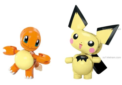 Mô hình chi tiết Charmander và Pichu từ bộ lắp ghép Pokémon Mega Bloks HXP13