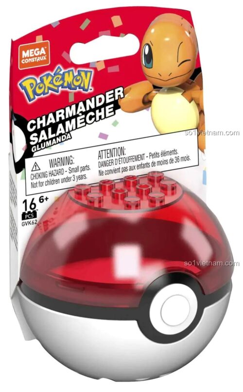 Hộp sản phẩm đồ chơi Pokémon Charmander Mega Construx GVK62, 16 mảnh, cho bé 6 tuổi, đồ chơi sáng tạo
