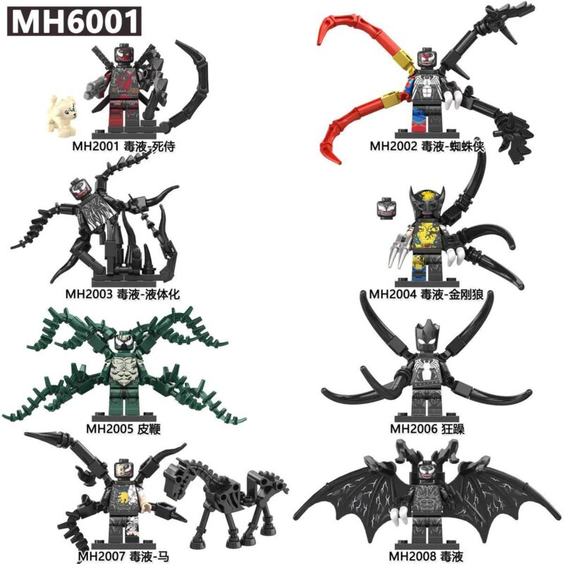 Bộ 8 Mô Hình Nhân Vật Venom MH6001, Figure Marvel Spider-Man, Đồ chơi lắp ghép cho bé trai 6 tuổi, Mô hình Venom biến hình độc đáo, Giá tốt