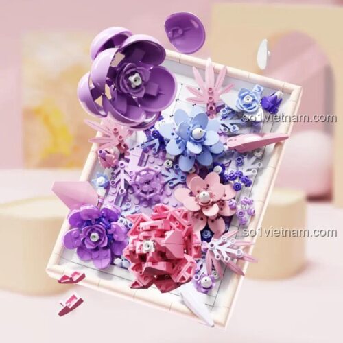 Khung ảnh hoa tím Mijieling 13063 - Bộ lắp ghép trang trí nhà cửa cho bé gái