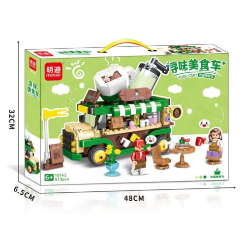 Hộp sản phẩm bộ lắp ghép Mindi 10142 Xe bán hàng rong cà phê