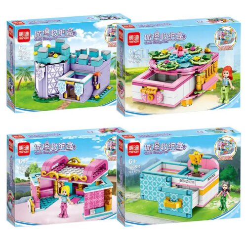 Bộ đồ chơi lắp ghép hộp đựng lâu đài màu tím minGDi 7035