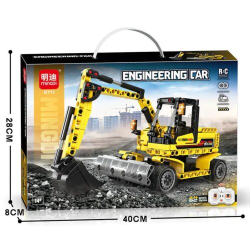 Hộp sản phẩm bộ lắp ráp xe xúc bánh lốp điều khiển từ xa MINGDI 8711, đồ chơi kỹ thuật cho con trai 14 tuổi, giá tốt.