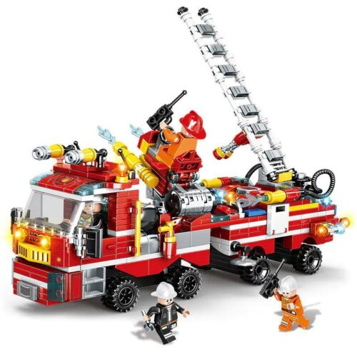 Hình ảnh chính bộ lắp ghép Xe cứu hỏa thành phố Mingdi C003, đồ chơi lắp ráp cho bé trai 6 tuổi, giá tốt, có động cơ kéo lùi.