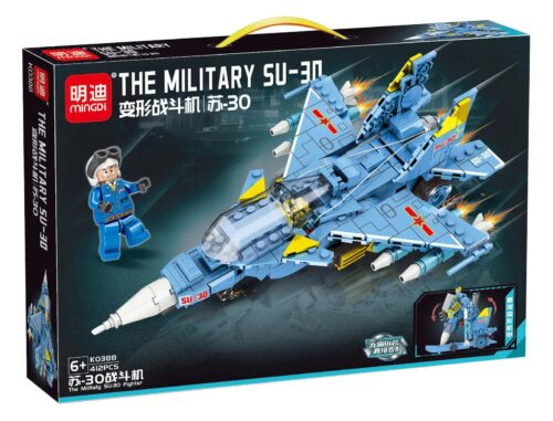 Bộ đồ chơi Máy bay Chiến đấu Biến hình SU-30 Quân sự K0388, 412 mảnh, màu xanh dương chủ đạo, có thể biến hình thành robot, phù hợp cho bé trai 6 tuổi