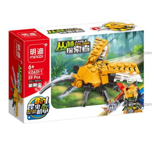 Hộp sản phẩm bộ lắp ghép Jungle Explorer 8 in 1 MingDi K0631 mẫu Châu Chấu