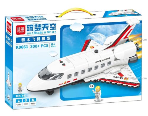 Hộp đựng bộ đồ chơi lắp ghép tàu con thoi không gian Mingdi K0661, 300 chi tiết, cho bé 6 tuổi
