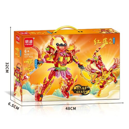 Bộ lắp ghép Mecha Nezha Mingdi K0911, đồ chơi mô hình Nezha Hỏa Long biến hình 2 trong 1, phù hợp bé trai 6 tuổi, giá tốt