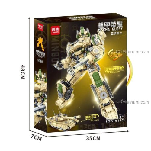 Hộp đồ chơi mô hình Kỵ Sĩ Hổ Cuồng LeiBao K2022, bộ lắp ghép robot biến hình xe tăng 754 mảnh, chất lượng cao