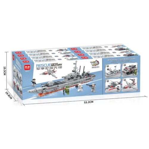 Bộ đồ chơi quân sự cứu hộ tiên phong K211, Tàu chiến quân sự, Xe cứu hộ quân sự, Máy bay quân sự, Xe quân sự, 4in1, cho bé trai 6 tuổi, giá tốt