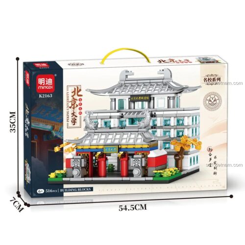 Hộp đồ chơi lắp ghép Mingdi K2163, đồ chơi xây dựng K 2163 Đại học Bắc Kinh, 516 chi tiết, phù hợp trẻ 6 tuổi, giá rẻ.