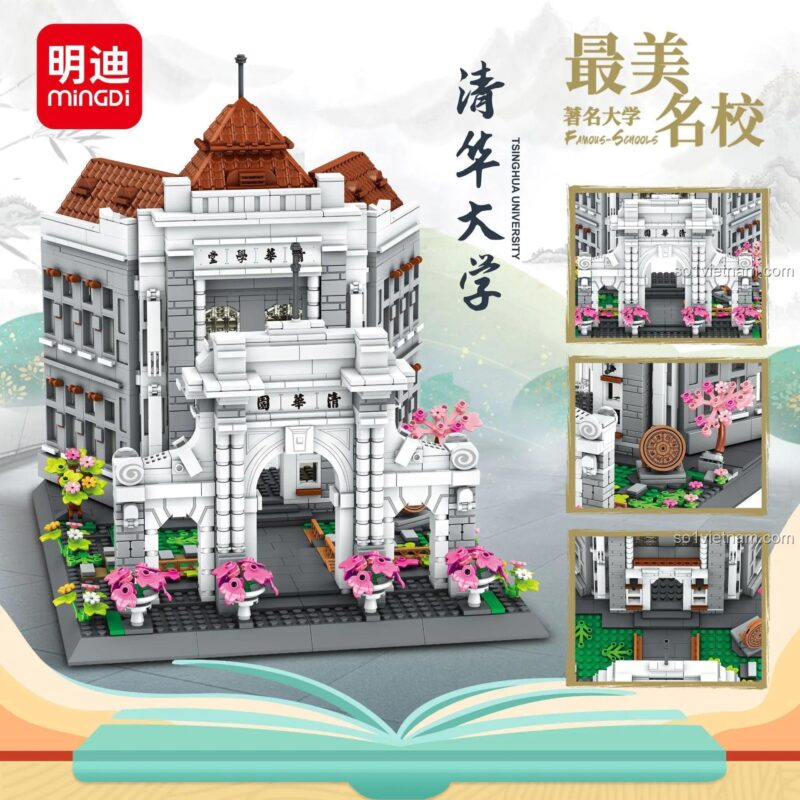 Chi tiết mô hình Đại học Thanh Hoa bộ lắp ghép MingDi K3029