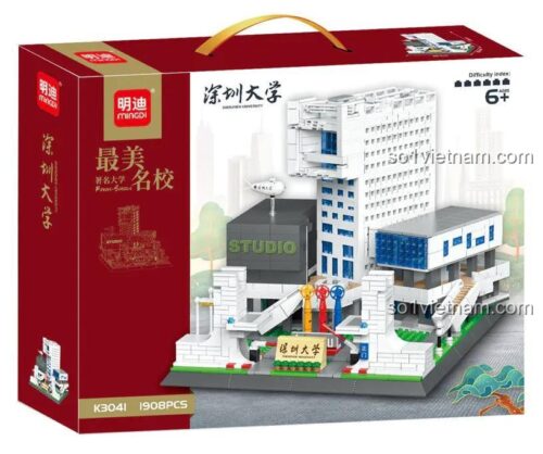 Hộp sản phẩm MingDi K3041 Bộ lắp ghép Đại học Thâm Quyến - Mô hình kiến trúc, 1908 mảnh ghép, đồ chơi xây dựng cho bé 6 tuổi