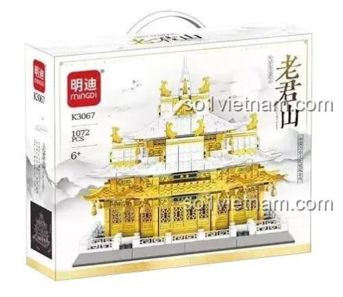 Hộp đựng bộ lắp ghép MingDi K3067 Kiến trúc Lão Quân Sơn, mô hình kiến trúc cổ đại, 1072 chi tiết, độ tuổi 6+, màu vàng, trắng, xám, giá tốt