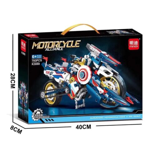 Hộp bộ lắp ghép MingDi K3088 Xe Máy Siêu Anh Hùng Captain America 793 mảnh