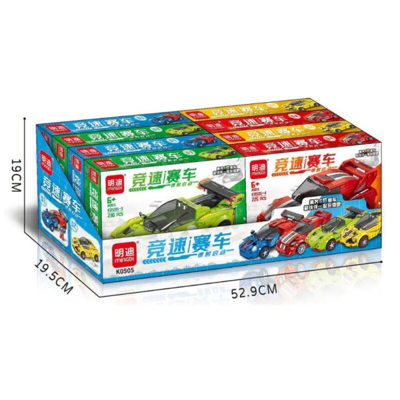 Bộ lắp ghép Mingdi Leibao K0505 Xe Đua Tốc Độ Phóng Đạn giá rẻ, hộp sản phẩm có kích thước rõ ràng cho bé trai 6 tuổi đam mê tốc độ.