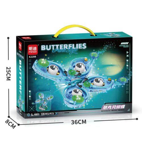 bộ lắp ghép Bướm Phong Cách Punk Mingdi K2208, đồ chơi mô hình Bướm Phong Cách Punk giá rẻ cho bé trai 6 tuổi, hộp sản phẩm thiết kế độc đáo