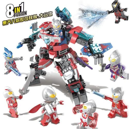 Bộ lắp ghép Robot Ultraman Hợp Thể 8-in-1 Mingge Blocks MG MG195, đồ chơi mô hình Siêu nhân Ultraman cho bé trai 6 tuổi, giá tốt.