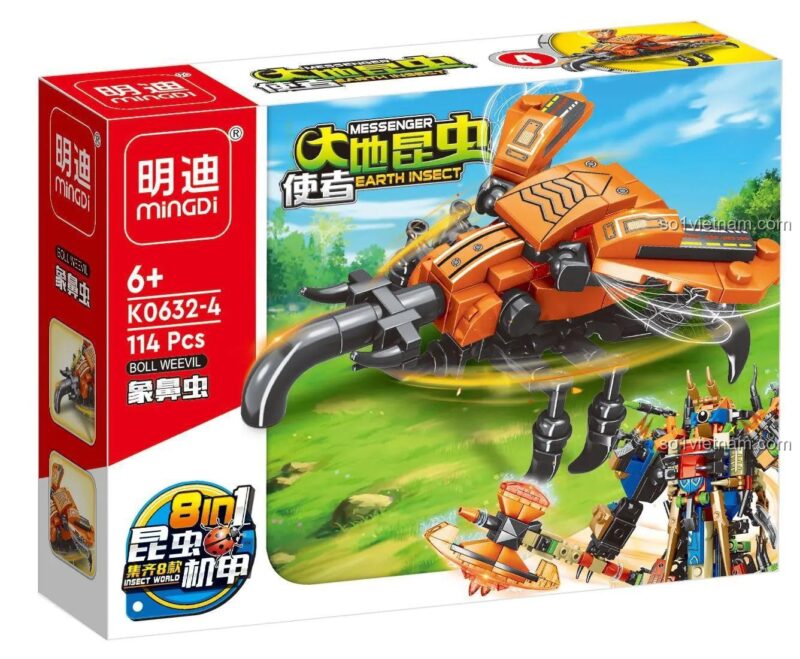 Bộ lắp ghép Sứ Giả Côn Trùng Trái Đất Mingi K0632 mô hình Bọ Cánh Cam